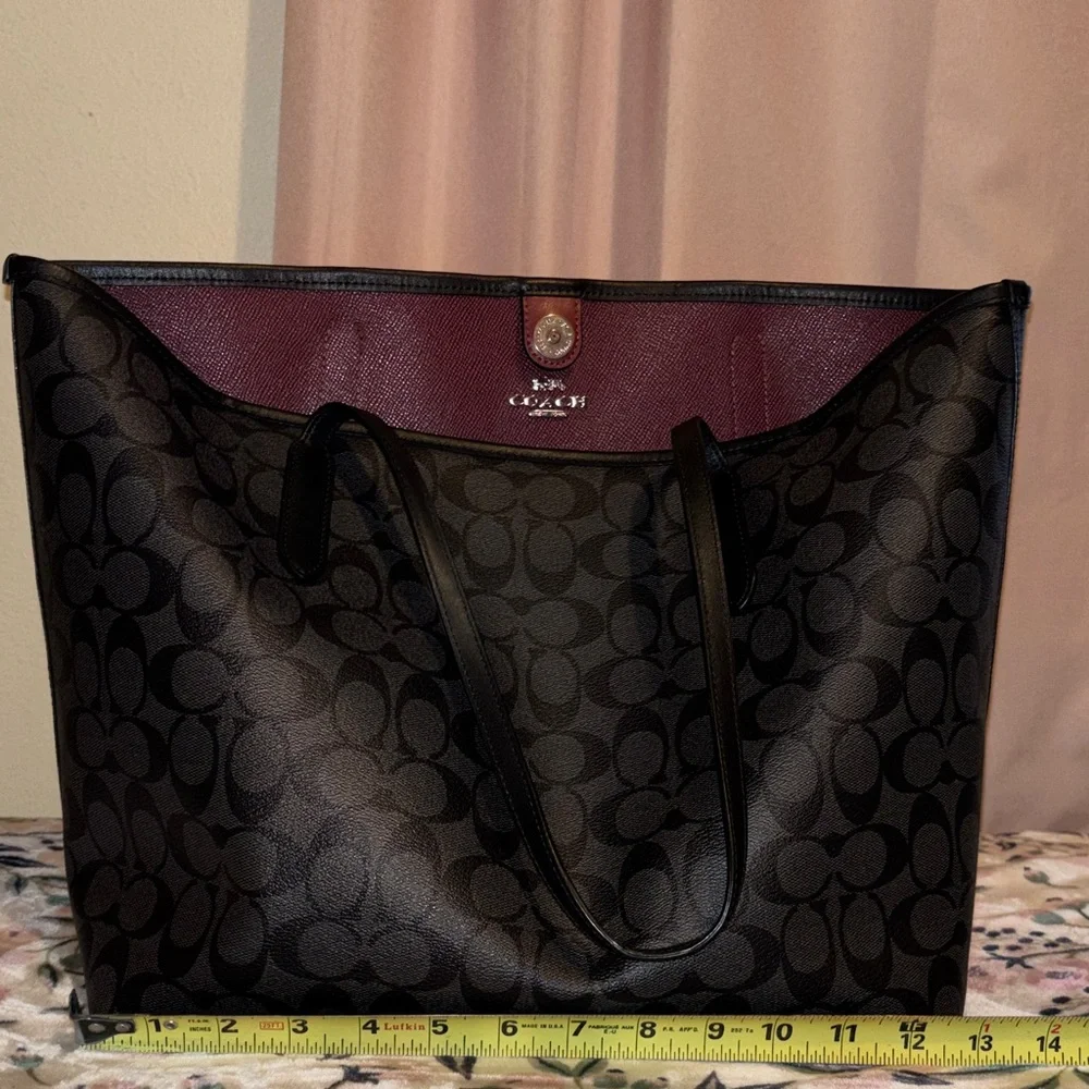 Coach Black and Gray Signature Tote - Picture 3 of 10